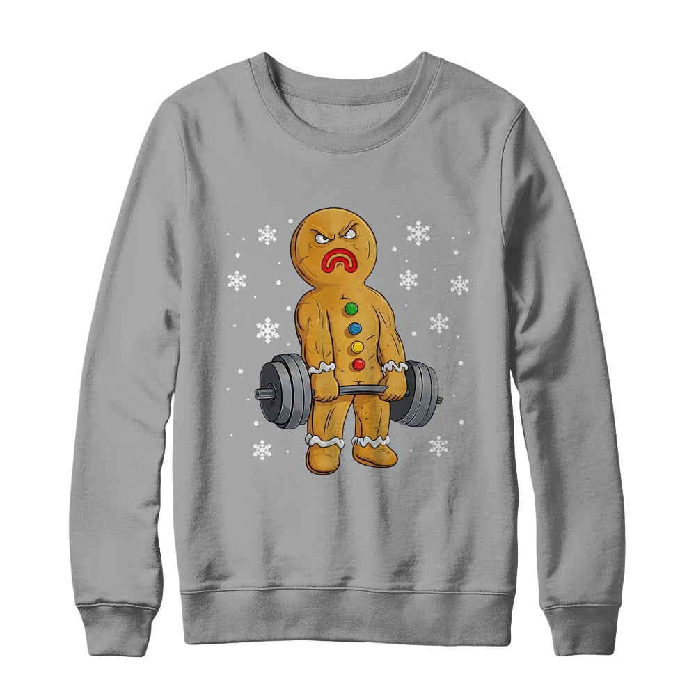 Gingerbread Man Weightlifting Christmas Fitness Gym Deadlift Shirt & Sweatshirt | siriusteestore