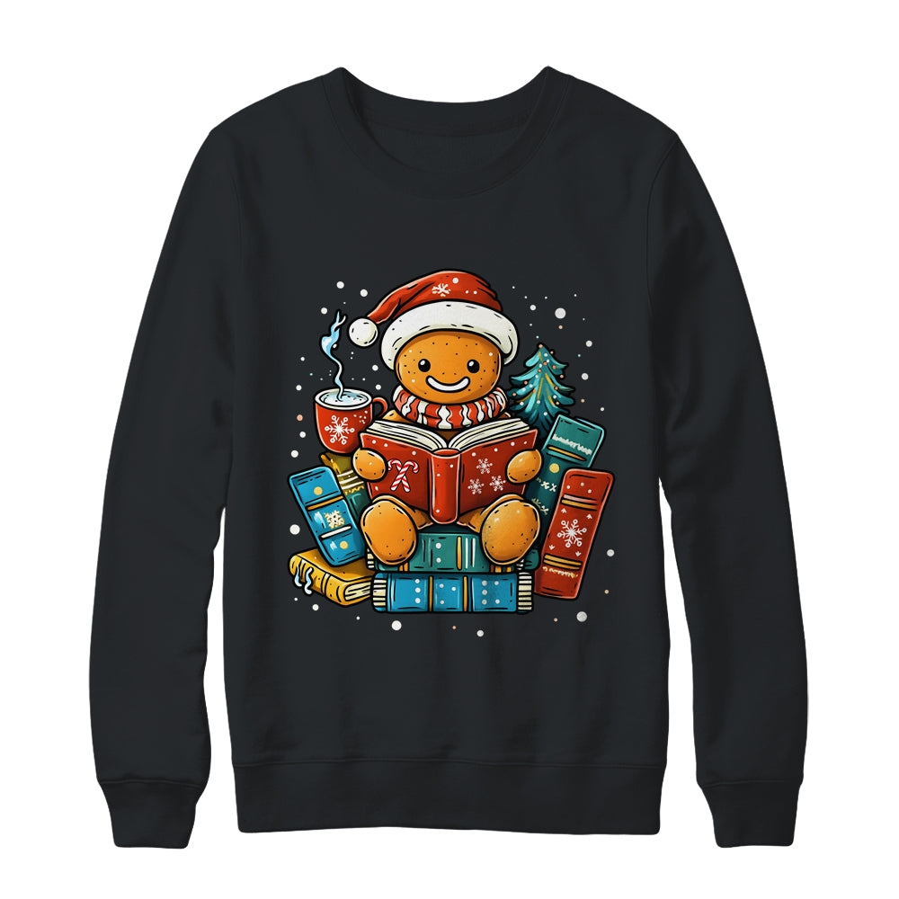 Gingerbread Reading Book Lovers Christmas Bookworm Librarian Shirt & Sweatshirt | siriusteestore