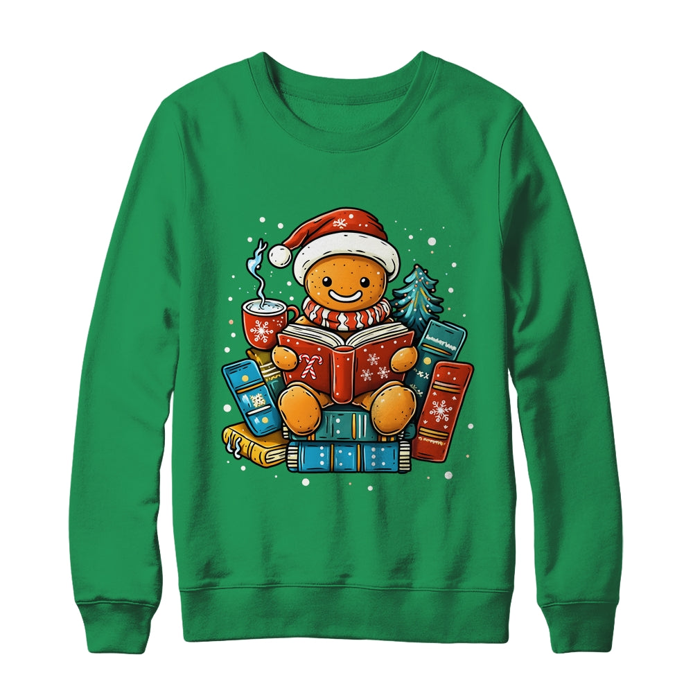 Gingerbread Reading Book Lovers Christmas Bookworm Librarian Shirt & Sweatshirt | siriusteestore