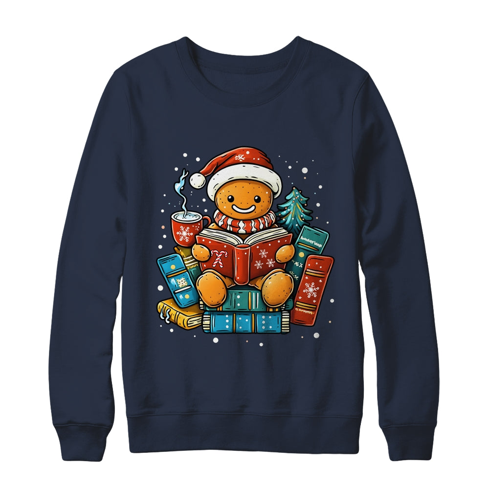 Gingerbread Reading Book Lovers Christmas Bookworm Librarian Shirt & Sweatshirt | siriusteestore
