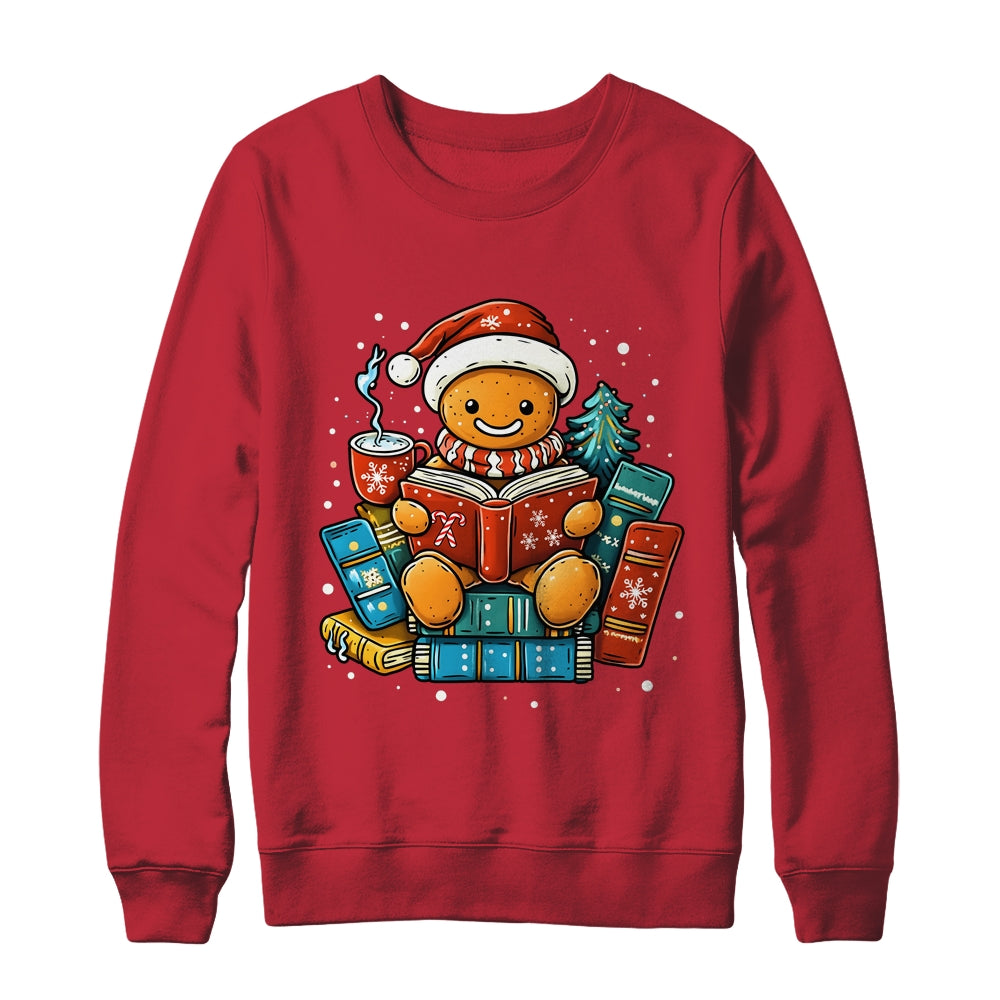 Gingerbread Reading Book Lovers Christmas Bookworm Librarian Shirt & Sweatshirt | siriusteestore