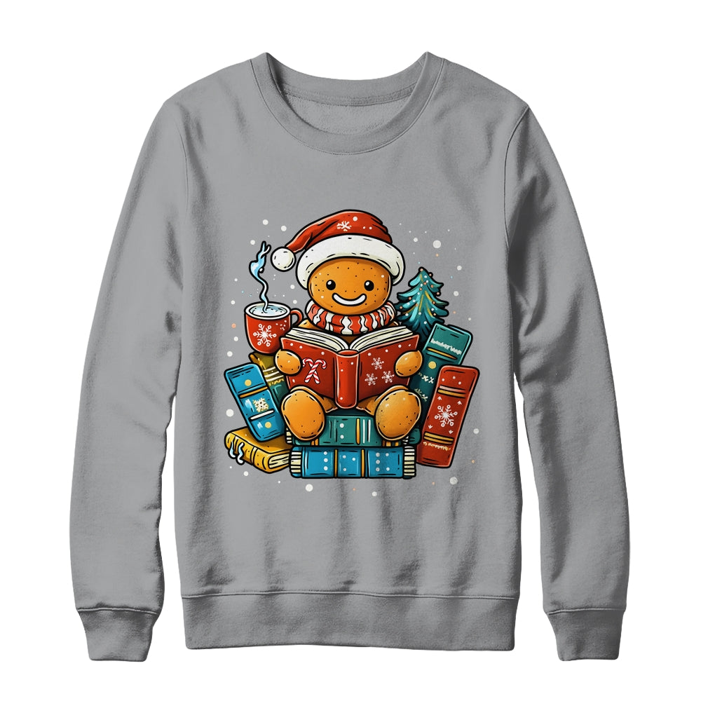 Gingerbread Reading Book Lovers Christmas Bookworm Librarian Shirt & Sweatshirt | siriusteestore
