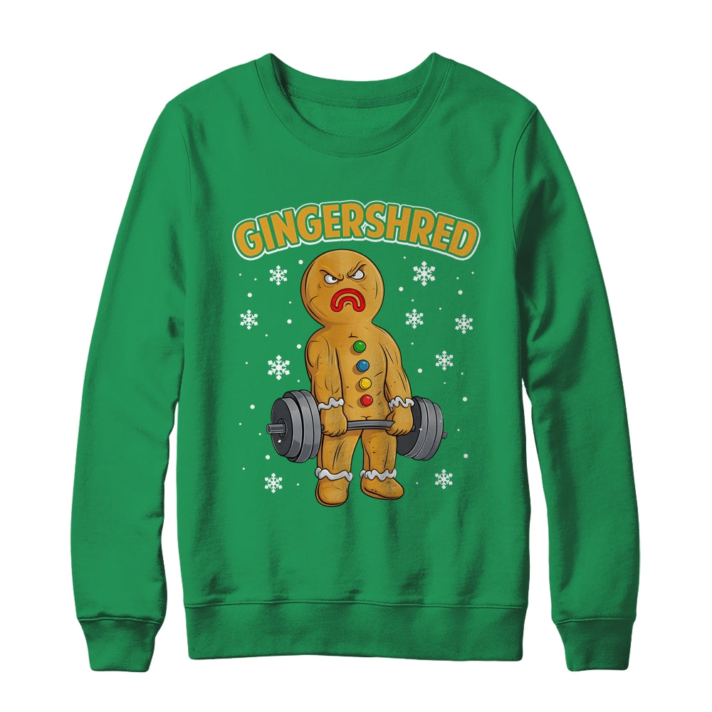 Gingershred Funny Gingerbread Man Gym Bodybuilding Christmas Shirt & Sweatshirt | siriusteestore