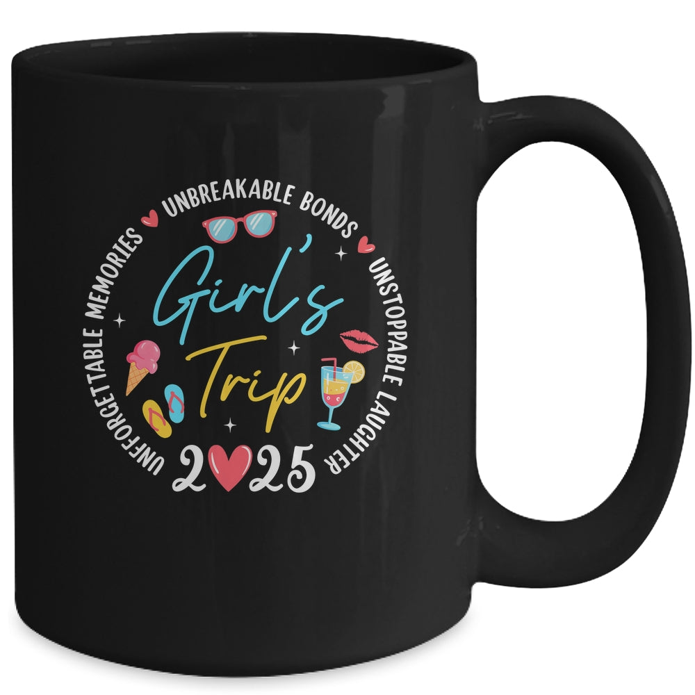 Girl's Trip 2025 Memories Girls Friends Trip Vacation Retro Mug | siriusteestore