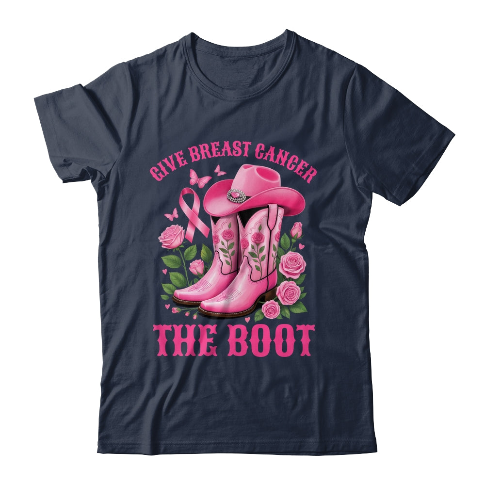 Give Breast Cancer The Boot Cowgirl Cancer Awareness Ribbon Shirt & Tank Top | siriusteestore