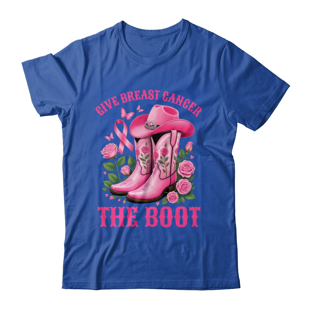 Give Breast Cancer The Boot Cowgirl Cancer Awareness Ribbon Shirt & Tank Top | siriusteestore