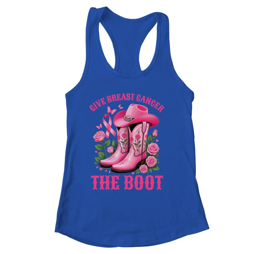Give Breast Cancer The Boot Cowgirl Cancer Awareness Ribbon Shirt & Tank Top | siriusteestore