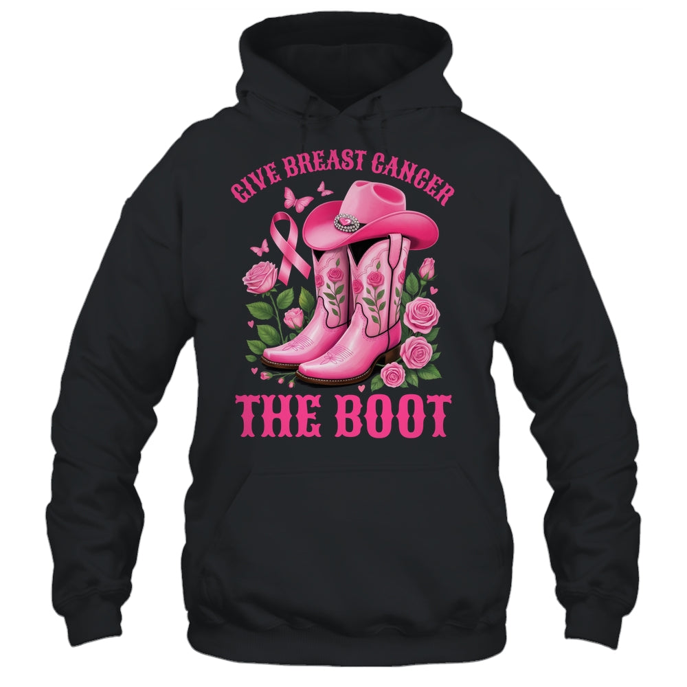 Give Breast Cancer The Boot Cowgirl Cancer Awareness Ribbon Shirt & Tank Top | siriusteestore