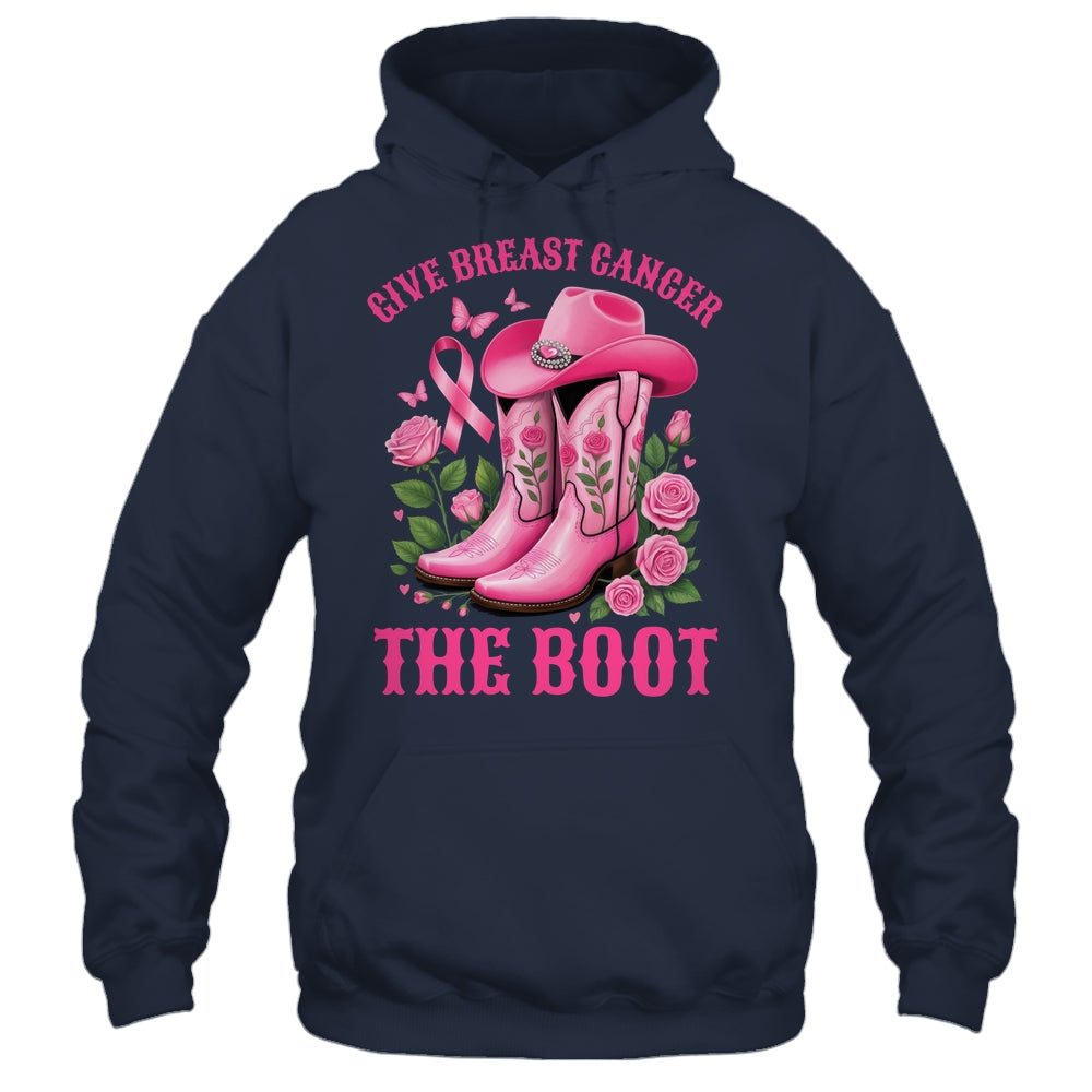 Give Breast Cancer The Boot Cowgirl Cancer Awareness Ribbon Shirt & Tank Top | siriusteestore