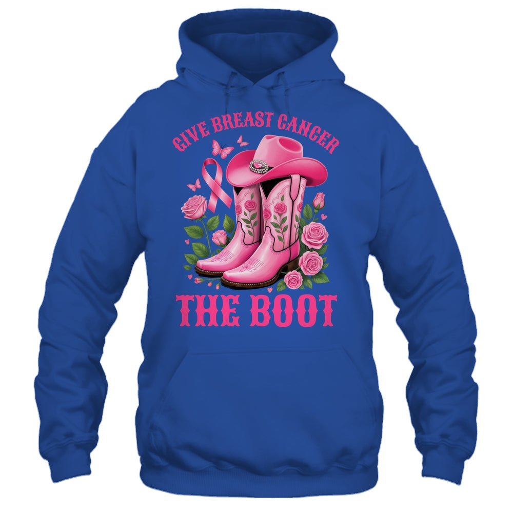 Give Breast Cancer The Boot Cowgirl Cancer Awareness Ribbon Shirt & Tank Top | siriusteestore