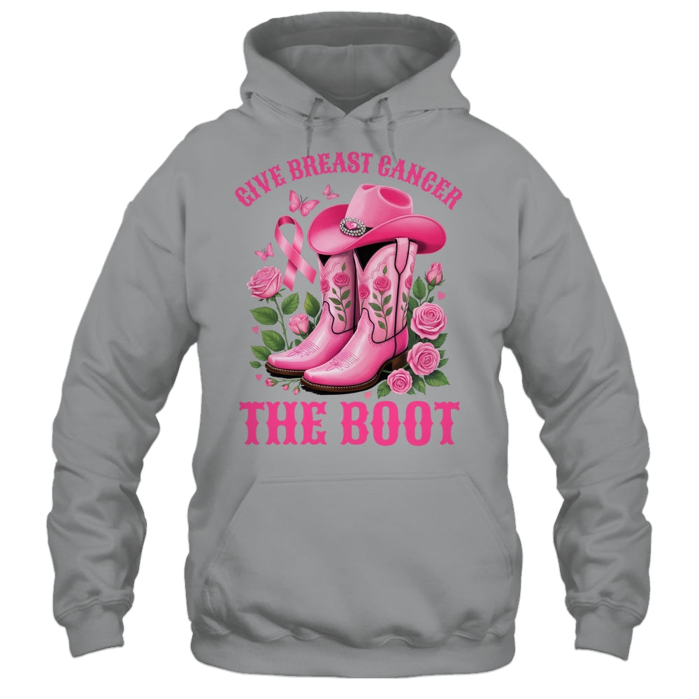 Give Breast Cancer The Boot Cowgirl Cancer Awareness Ribbon Shirt & Tank Top | siriusteestore
