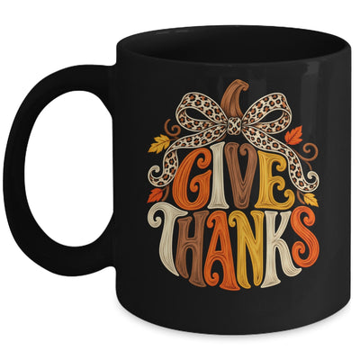 Give Thanks Pumpkin Retro Fall Coquette Thanksgiving Autumn Mug | siriusteestore
