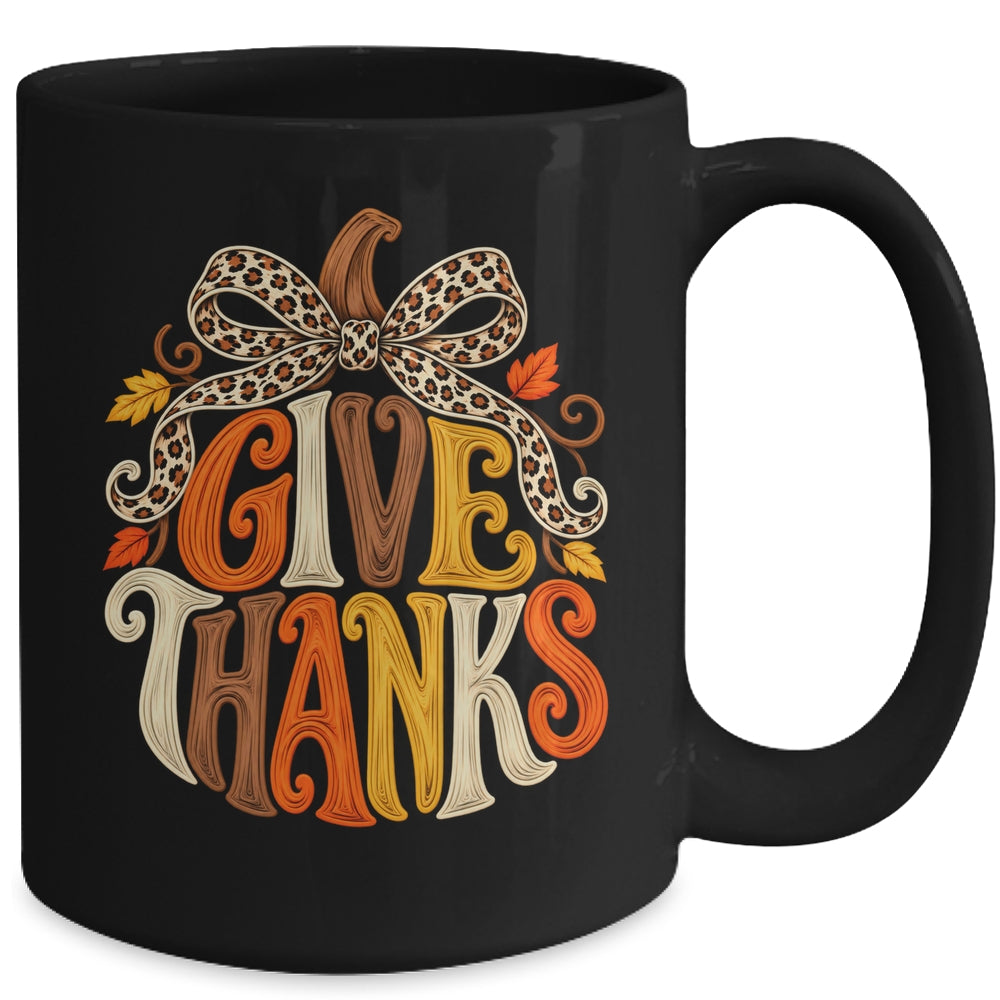 Give Thanks Pumpkin Retro Fall Coquette Thanksgiving Autumn Mug | siriusteestore