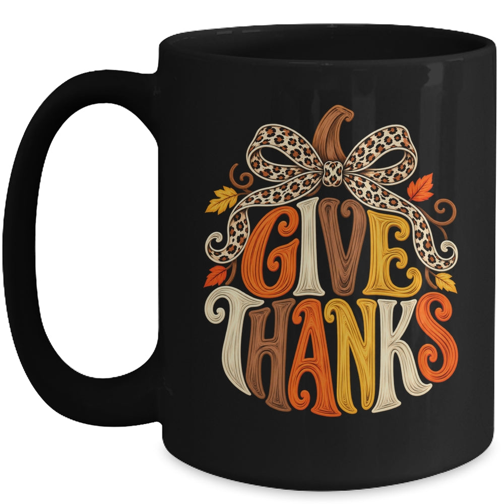 Give Thanks Pumpkin Retro Fall Coquette Thanksgiving Autumn Mug | siriusteestore