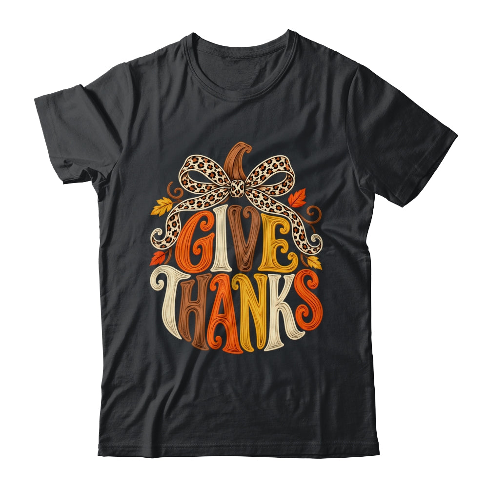 Give Thanks Pumpkin Retro Fall Coquette Thanksgiving Autumn Shirt & Sweatshirt | siriusteestore