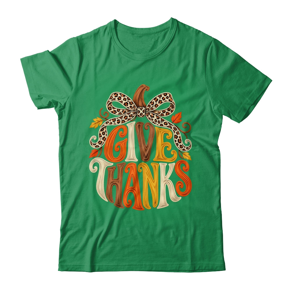 Give Thanks Pumpkin Retro Fall Coquette Thanksgiving Autumn Shirt & Sweatshirt | siriusteestore
