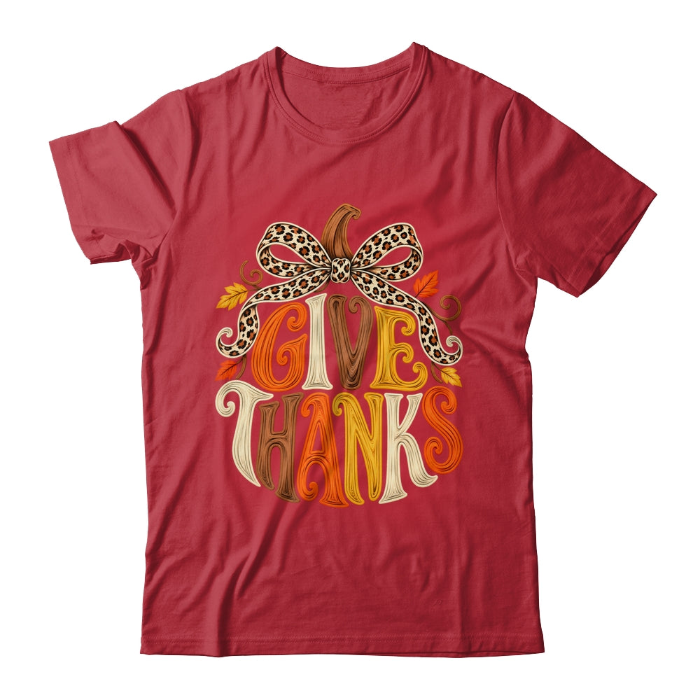 Give Thanks Pumpkin Retro Fall Coquette Thanksgiving Autumn Shirt & Sweatshirt | siriusteestore