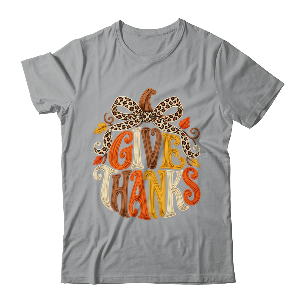 Give Thanks Pumpkin Retro Fall Coquette Thanksgiving Autumn Shirt & Sweatshirt | siriusteestore