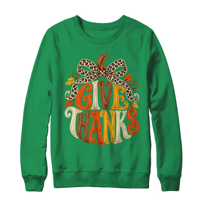 Give Thanks Pumpkin Retro Fall Coquette Thanksgiving Autumn Shirt & Sweatshirt | siriusteestore