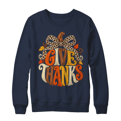 Give Thanks Pumpkin Retro Fall Coquette Thanksgiving Autumn Shirt & Sweatshirt | siriusteestore