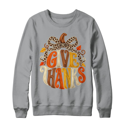 Give Thanks Pumpkin Retro Fall Coquette Thanksgiving Autumn Shirt & Sweatshirt | siriusteestore