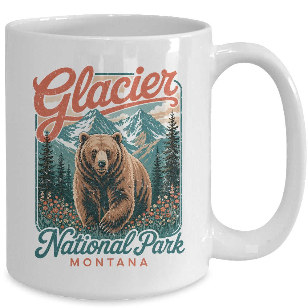 Glacier National Park Montana Usa Outdoor Vintage Bear Retro Mug | siriusteestore