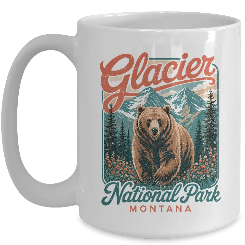 Glacier National Park Montana Usa Outdoor Vintage Bear Retro Mug | siriusteestore