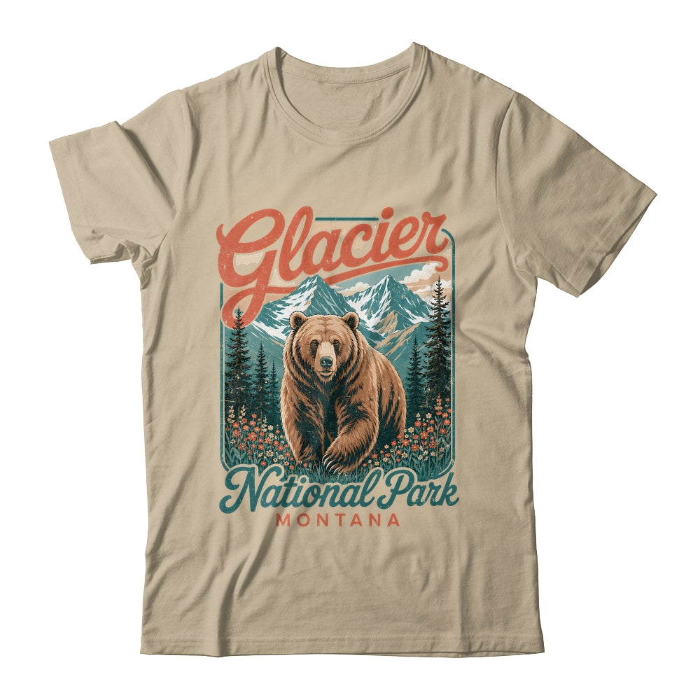 Glacier National Park Montana Usa Outdoor Vintage Bear Retro Shirt & Tank Top | siriusteestore
