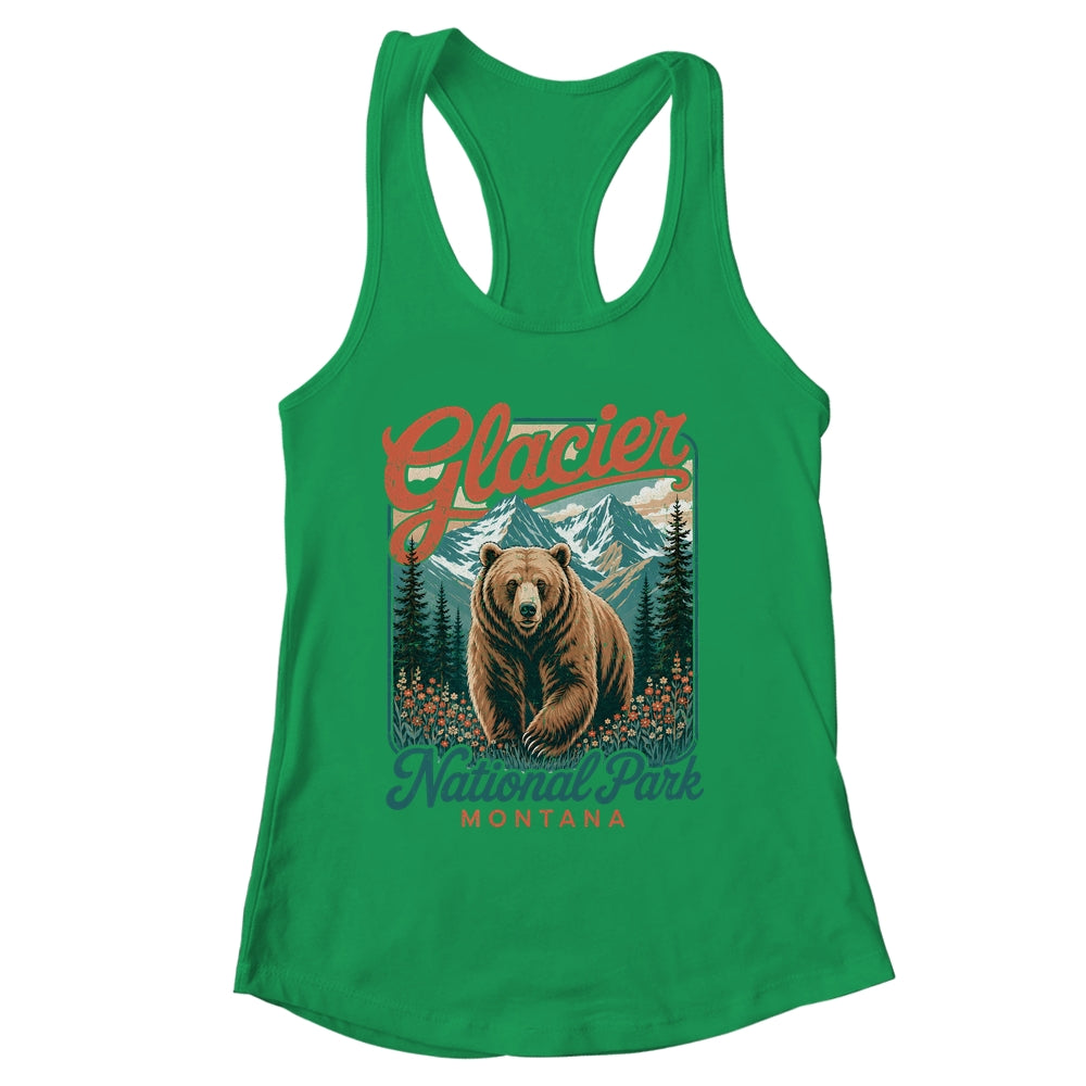Glacier National Park Montana Usa Outdoor Vintage Bear Retro Shirt & Tank Top | siriusteestore