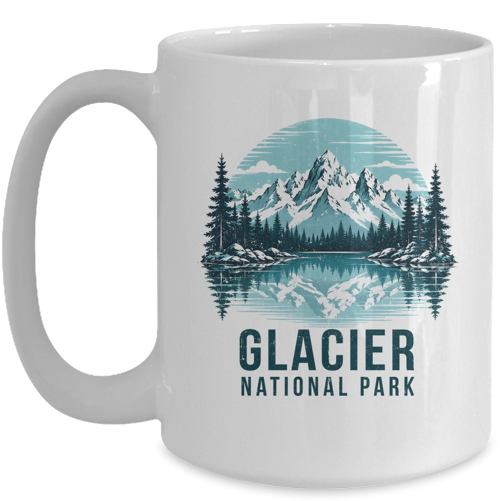 Glacier National Park Retro Mountain Lake Outdoor Hiking Mug | siriusteestore