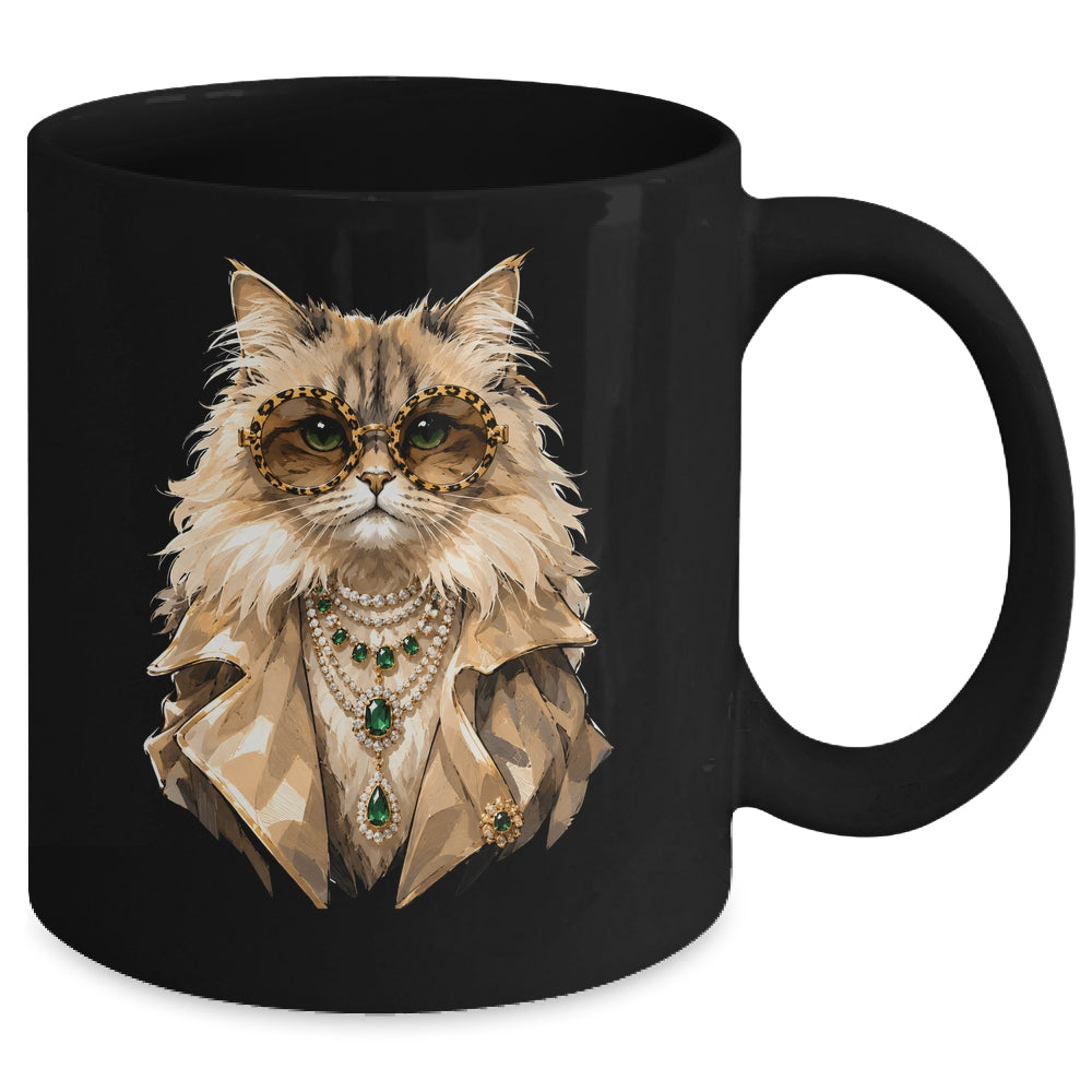 Glam Cat Coquette Pink Sunglasses Leopard Cat Lovers Funny Mug | siriusteestore