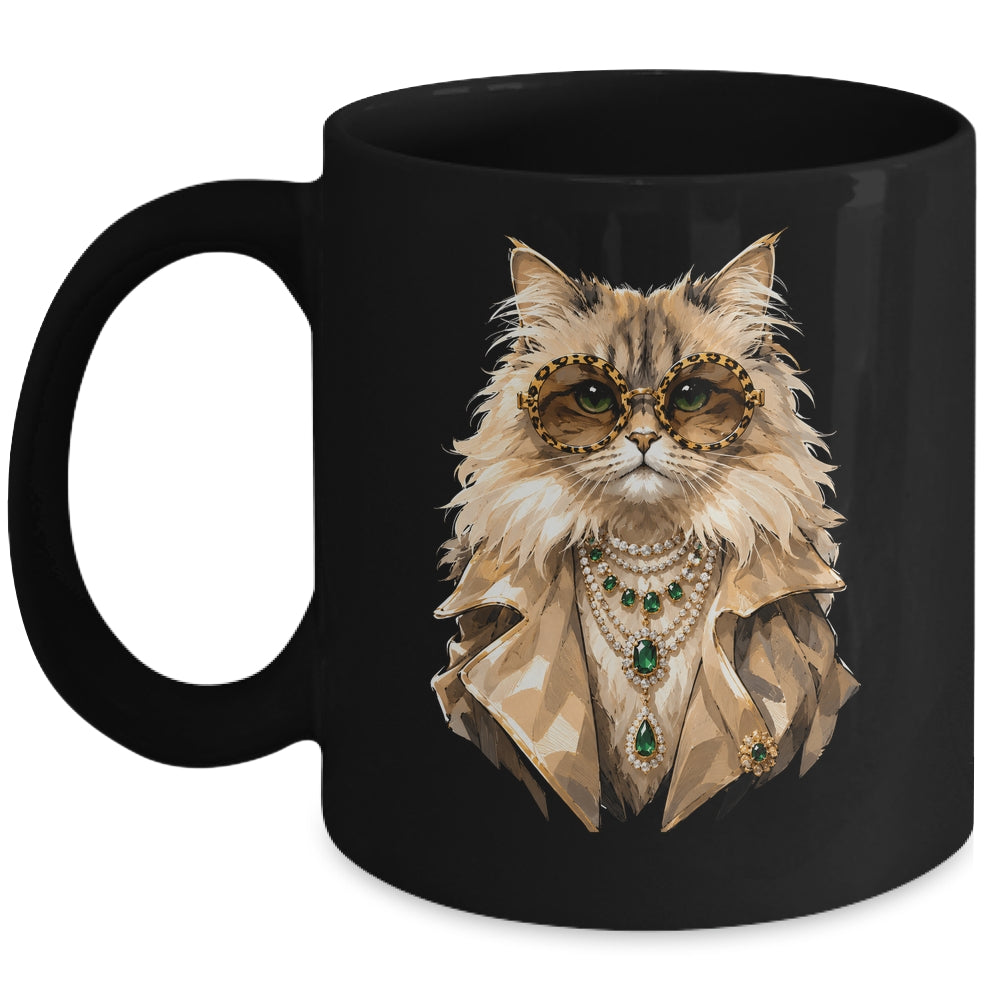 Glam Cat Coquette Pink Sunglasses Leopard Cat Lovers Funny Mug | siriusteestore