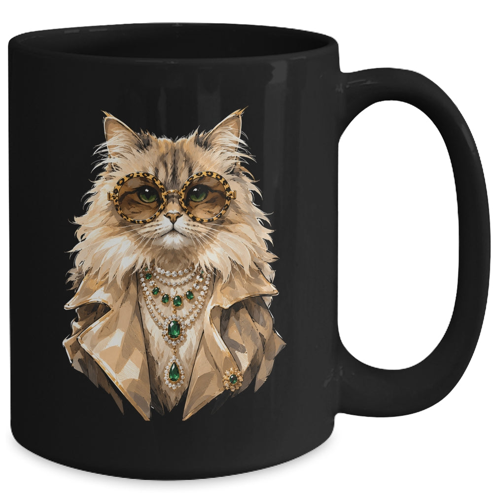 Glam Cat Coquette Pink Sunglasses Leopard Cat Lovers Funny Mug | siriusteestore