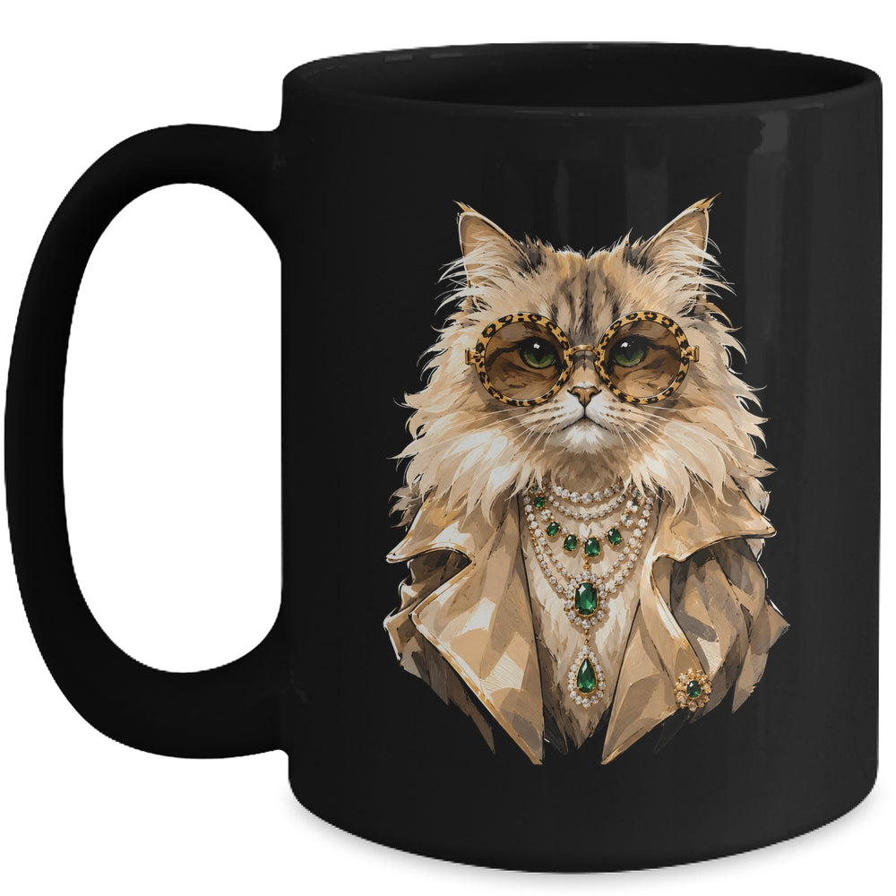 Glam Cat Coquette Pink Sunglasses Leopard Cat Lovers Funny Mug | siriusteestore
