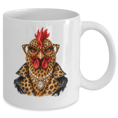 Glam Chicken Farm Leopard Sunglasses Chicken Lovers Funny Mug | siriusteestore