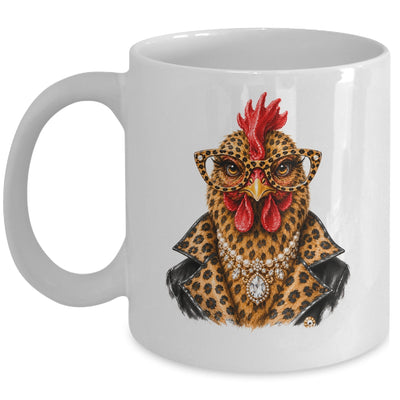 Glam Chicken Farm Leopard Sunglasses Chicken Lovers Funny Mug | siriusteestore