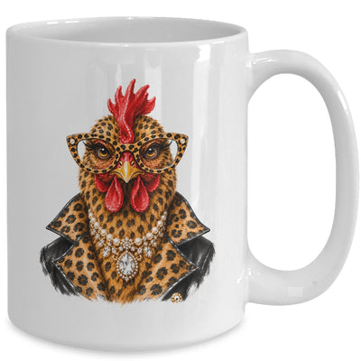 Glam Chicken Farm Leopard Sunglasses Chicken Lovers Funny Mug | siriusteestore