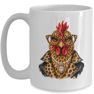 Glam Chicken Farm Leopard Sunglasses Chicken Lovers Funny Mug | siriusteestore