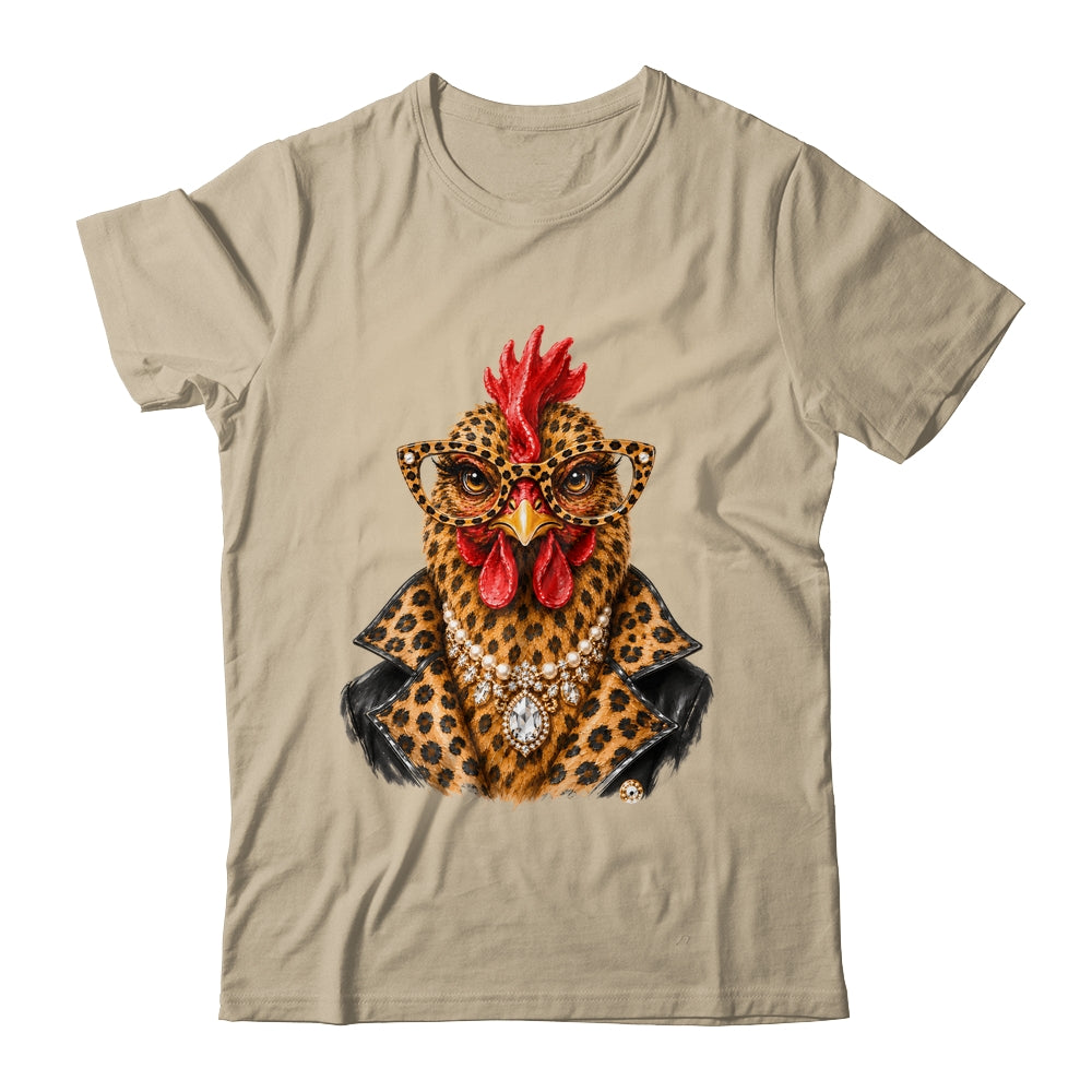 Glam Chicken Farm Leopard Sunglasses Chicken Lovers Funny Shirt & Tank Top | siriusteestore