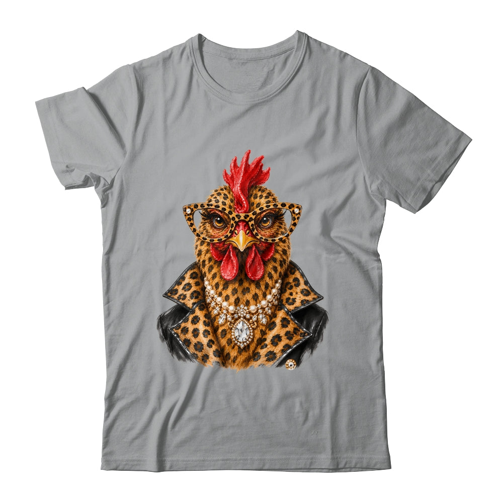 Glam Chicken Farm Leopard Sunglasses Chicken Lovers Funny Shirt & Tank Top | siriusteestore