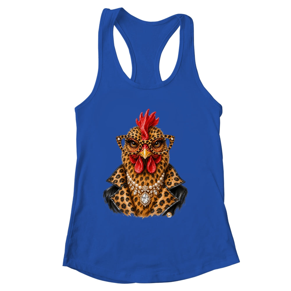 Glam Chicken Farm Leopard Sunglasses Chicken Lovers Funny Shirt & Tank Top | siriusteestore