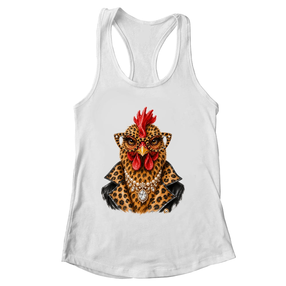 Glam Chicken Farm Leopard Sunglasses Chicken Lovers Funny Shirt & Tank Top | siriusteestore