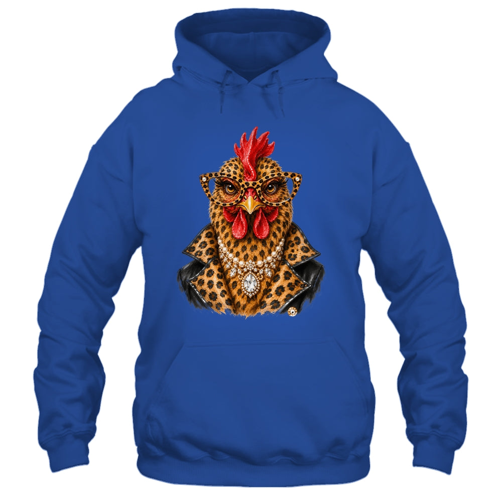 Glam Chicken Farm Leopard Sunglasses Chicken Lovers Funny Shirt & Tank Top | siriusteestore