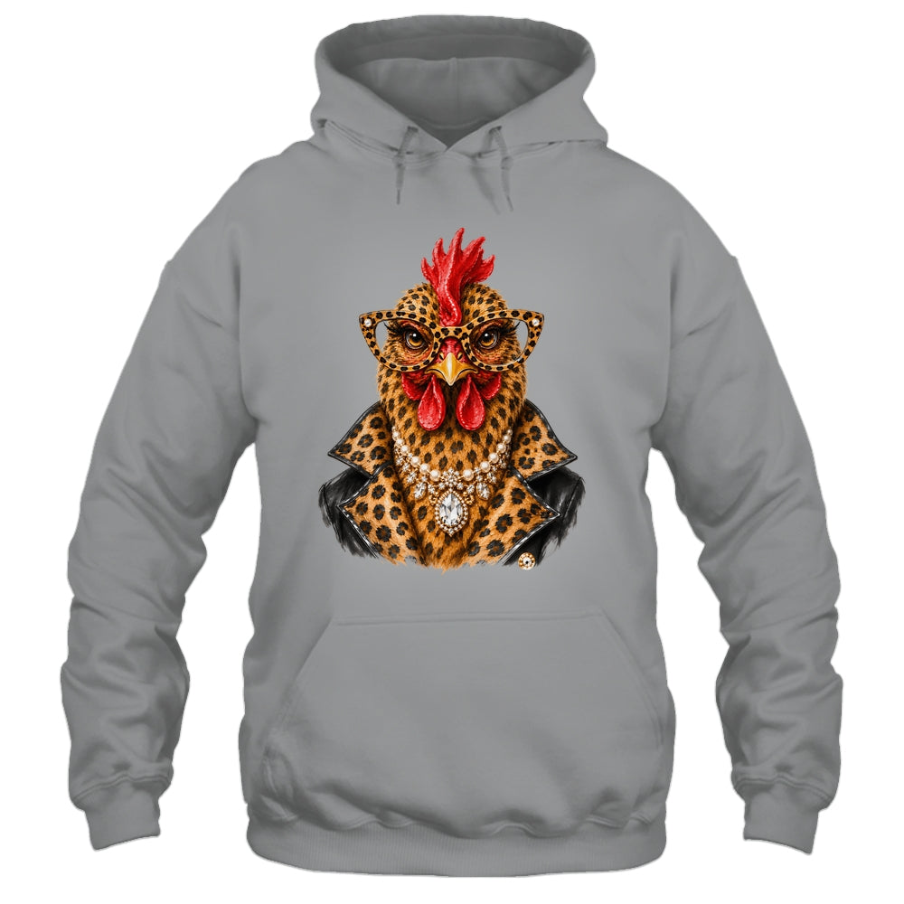 Glam Chicken Farm Leopard Sunglasses Chicken Lovers Funny Shirt & Tank Top | siriusteestore