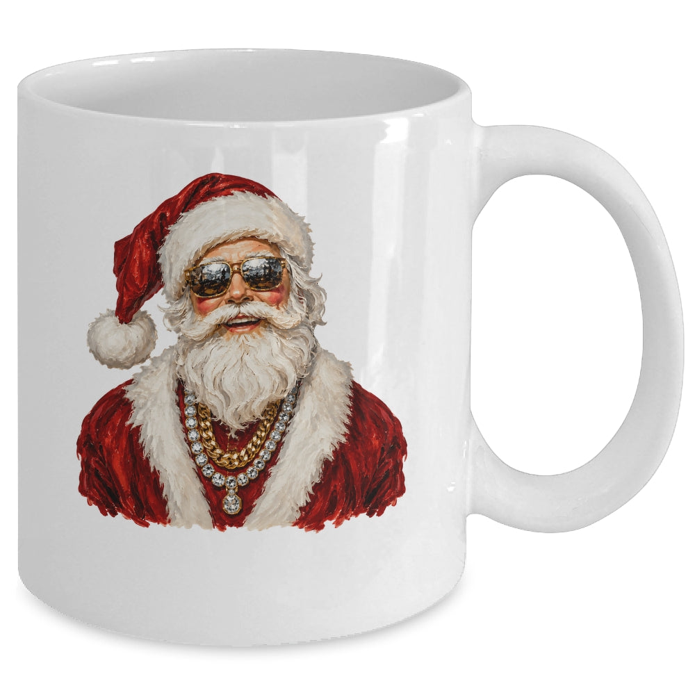Glam Santa Leopard Sunglasses Cute Christmas Holiday Women Mug | siriusteestore