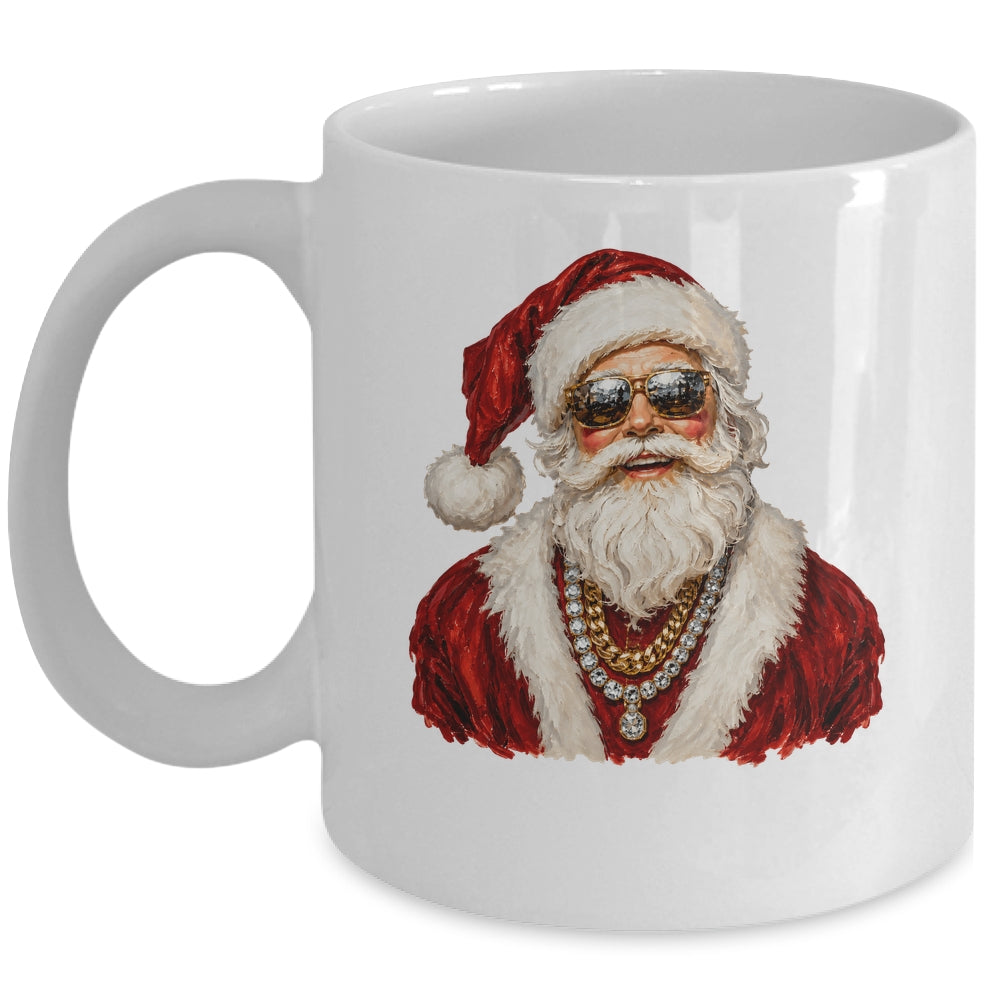 Glam Santa Leopard Sunglasses Cute Christmas Holiday Women Mug | siriusteestore