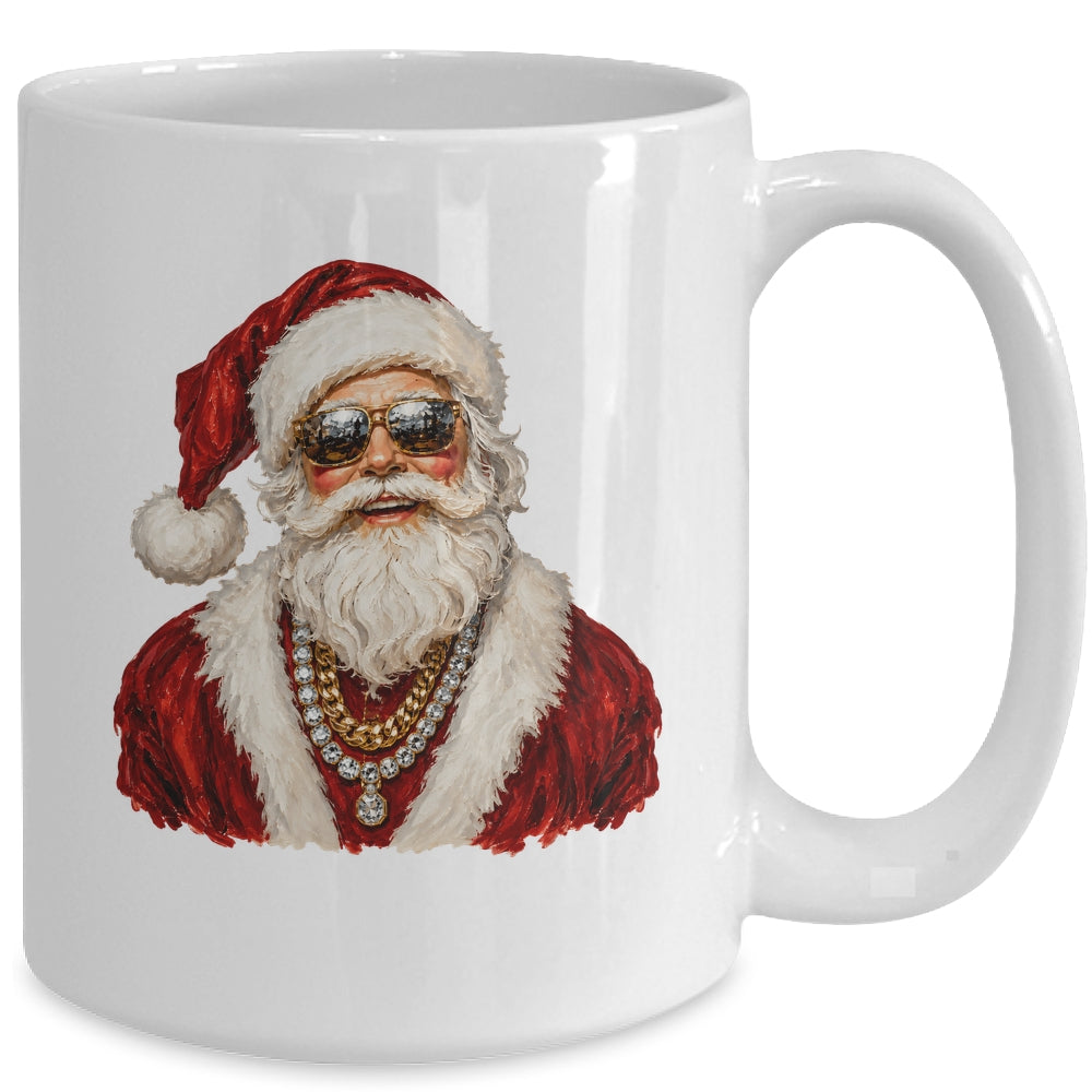 Glam Santa Leopard Sunglasses Cute Christmas Holiday Women Mug | siriusteestore
