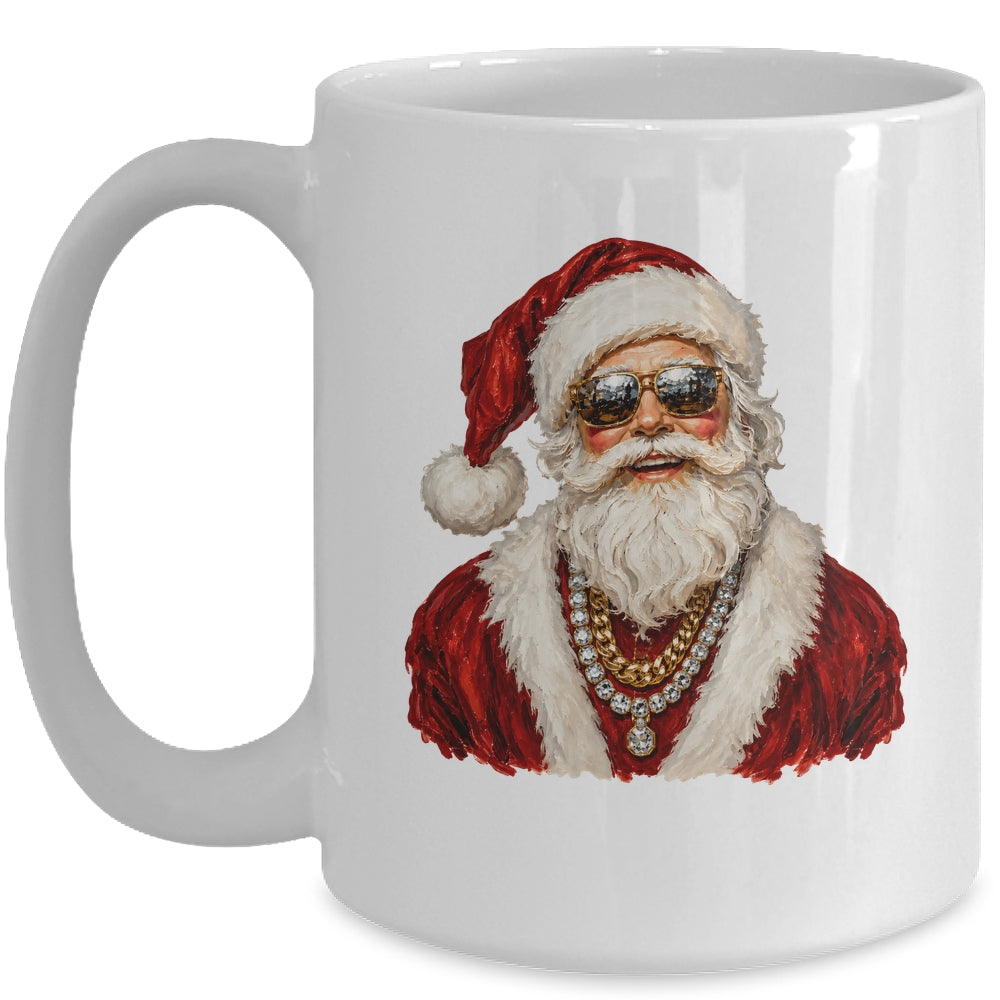 Glam Santa Leopard Sunglasses Cute Christmas Holiday Women Mug | siriusteestore