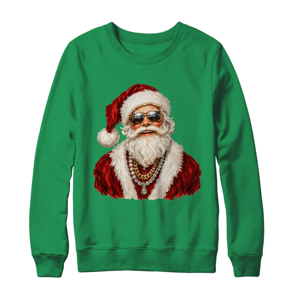 Glam Santa Leopard Sunglasses Cute Christmas Holiday Women Shirt & Sweatshirt | siriusteestore