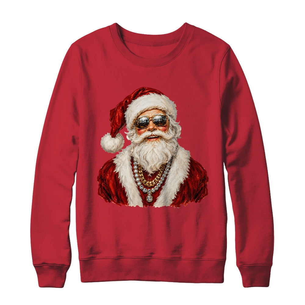 Glam Santa Leopard Sunglasses Cute Christmas Holiday Women Shirt & Sweatshirt | siriusteestore